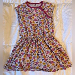 Tea Collection Size 5 Fruit Pattern Cap Sleeve Dress